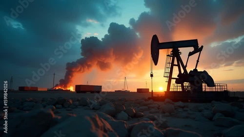 Political Instability and Oil Supply Dynamics: Analyzing Market Disruption and Energy Security in International Trade - Photo Stock Concept