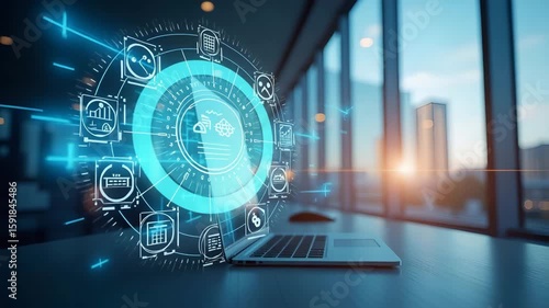 Craft strategic mid year strategy photo stock visuals featuring innovative corporate design dynamic visual elements and refined digital aesthetics to support executive decision making in  Photo Stock 