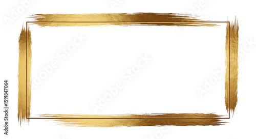Elegant Golden Brush Stroke Frame with Transparant Background for Invitations
