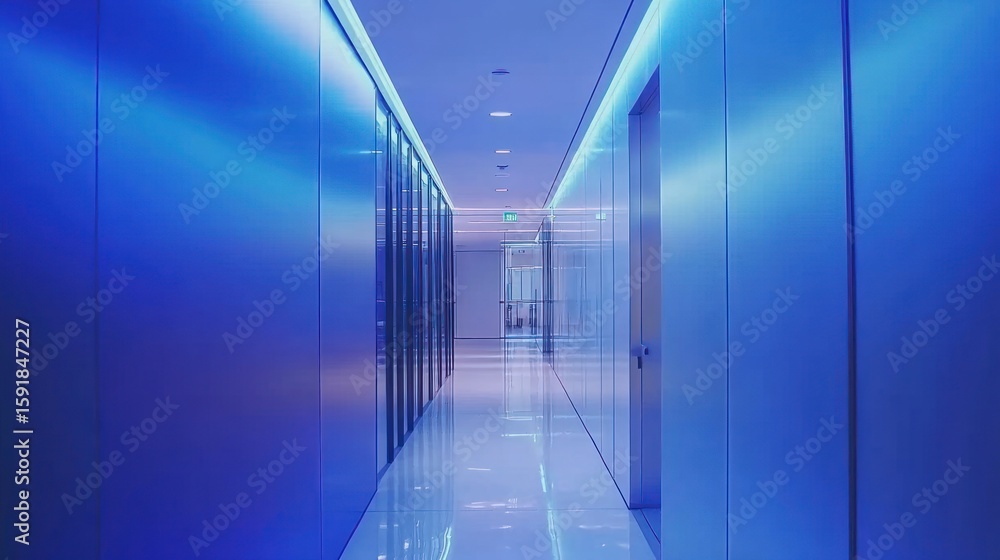 Obraz premium Empty, brightly lit, modern corridor