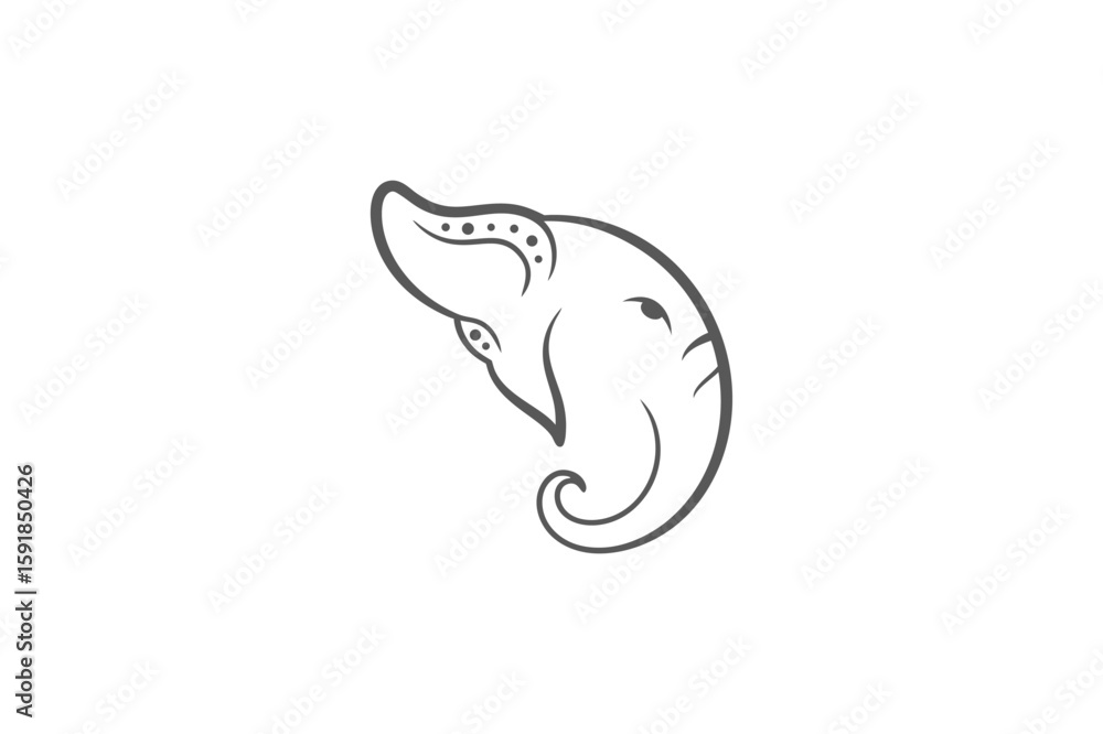 Obraz premium Graceful Elephant Line Art Logo