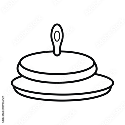 Simple line art illustration of a pancake griddle on a kitchen countertop