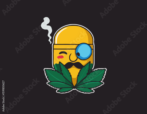 Emoji smoking weed streetwear cartoon