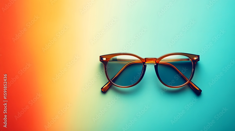 Eyeglasses on a vibrant gradient background. Eyeglasses on a vibrant gradient background.