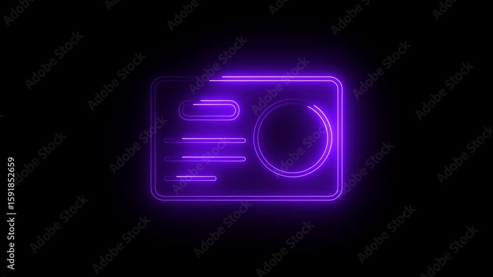 Identification cards neon icon. identification card outline icon. personal information icon on a black background. Identification cards neon icon. identification card outline icon. personal information icon on a black background.