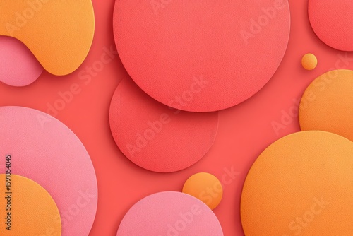 Abstract Geometric Design With Red Pink Orange Circles