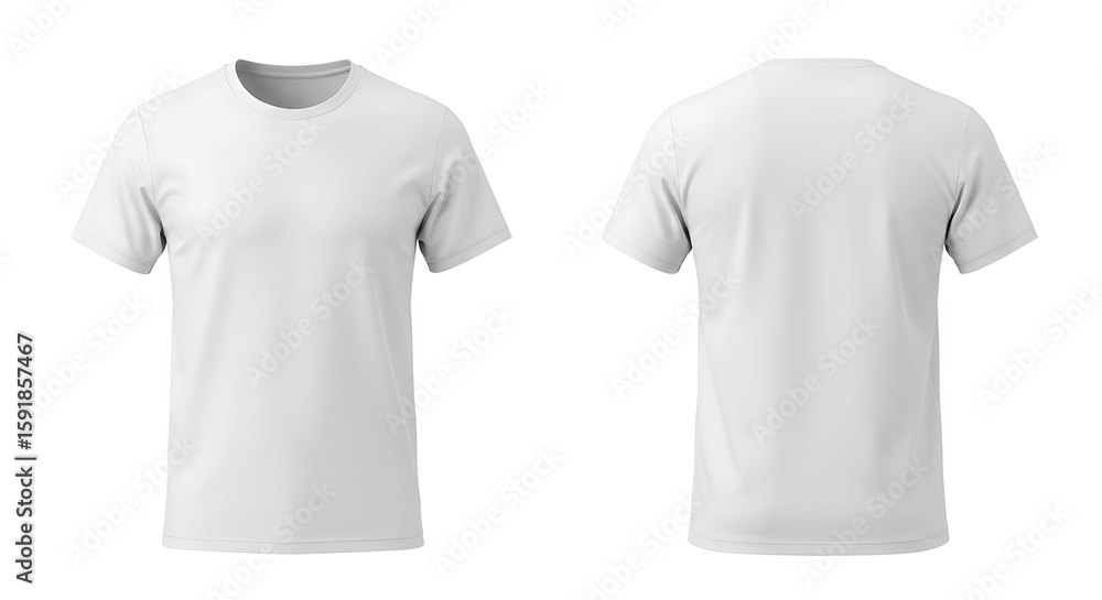 Fototapeta premium Front and back view of a plain white tshirt isolated on white background