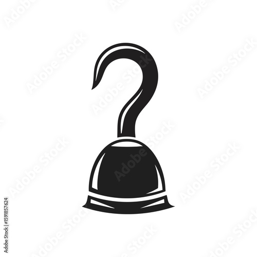 Classic Pirate Hook Icon. An iconic monochrome illustration of a swashbuckler's prosthetic. Symbolizes nautical exploits, bravery, and seafaring tales.