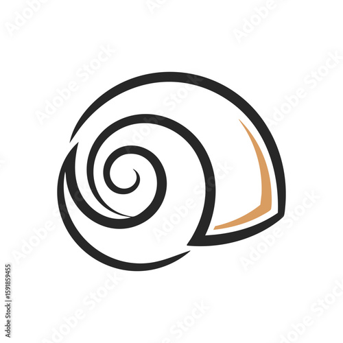 Elegant Marine Snail Shell Icon. Stylized conch drawing showcasing natural curves. Represents home, protection, and the ocean's serene beauty.