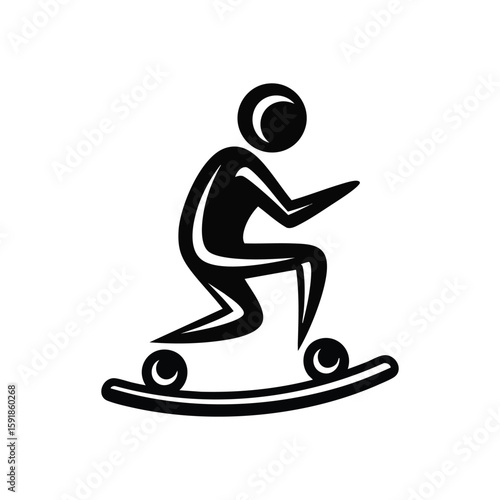 Skateboarding Action Icon. A powerful illustration depicting an athlete performing on a board, symbolizing youthful exhilaration and urban sport dynamism. Excellent for active designs.