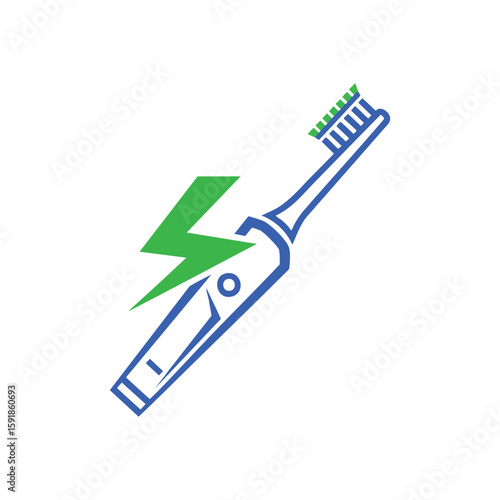 Electric Toothbrush Power Icon. Modern dental hygiene tool with lightning bolt emblem. This symbol conveys advanced oral care, efficient cleansing, and vibrant health.