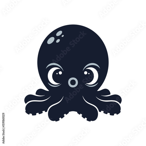 Adorable Little Octopus Mascot. This charming deep-sea cephalopod art portrays innocence and curiosity with its simplified form. Ideal for playful branding.