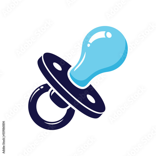 Blue Infant Pacifier Accessory. This vibrant binky, in shades of deep indigo and sky, offers gentle comfort to newborns. It embodies peaceful infancy, parental devotion, and sweet tranquility.