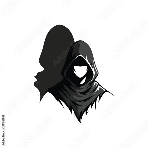 Mysterious Cloaked Figure. Enigmatic hooded character with obscured features, evoking a sense of mystery, anonymity, and a hidden presence.