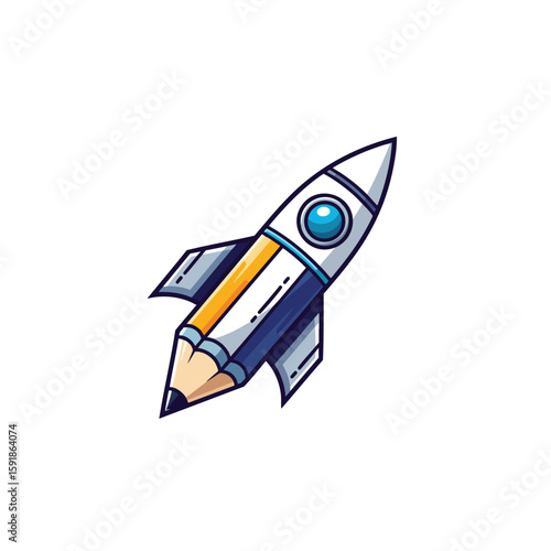 Idea Launch Pencil Rocket. Whimsical stationery shaped as a soaring vessel. Evokes innovation, learning, and the genesis of brilliant concepts.