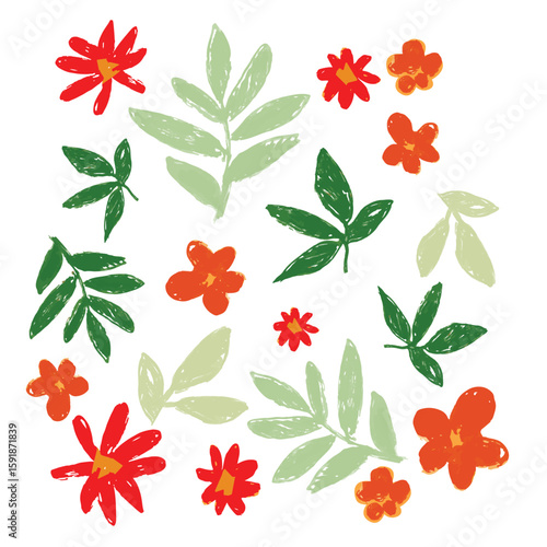 Hand Drawn Vector Tropical Bloom