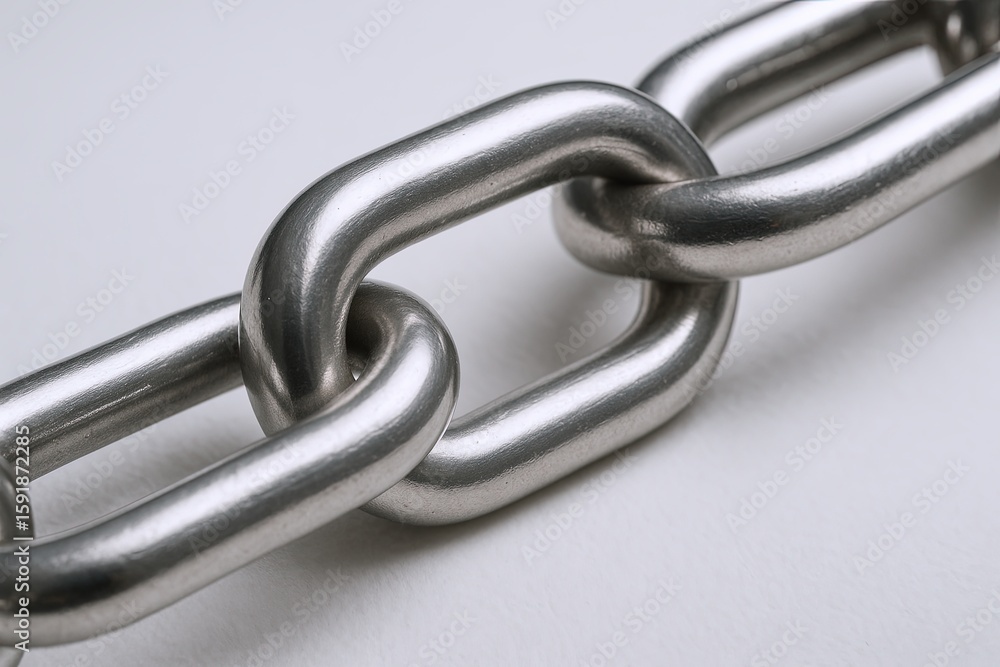 Obraz premium Close-up of shiny metal chain links interconnected, representing strength and connection.