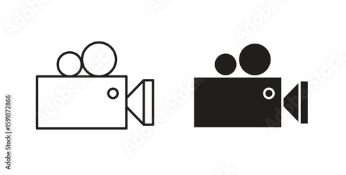 Video camera icon for websites and mobile minimalistic flat design.