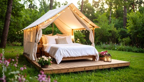 Wallpaper Mural Cozy canvas tent bed in garden Torontodigital.ca