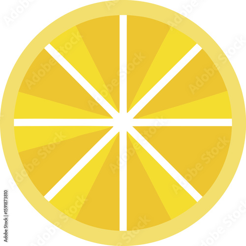 Round Lemon Slice Icon in Yellow with Geometric Sections