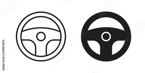 Steering wheel icon for websites and mobile minimalistic flat design.