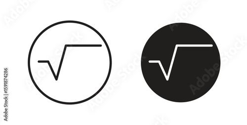Square root icon for websites and mobile minimalistic flat design.