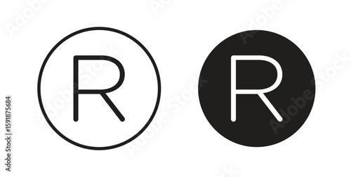 Registered icon for websites and mobile minimalistic flat design.