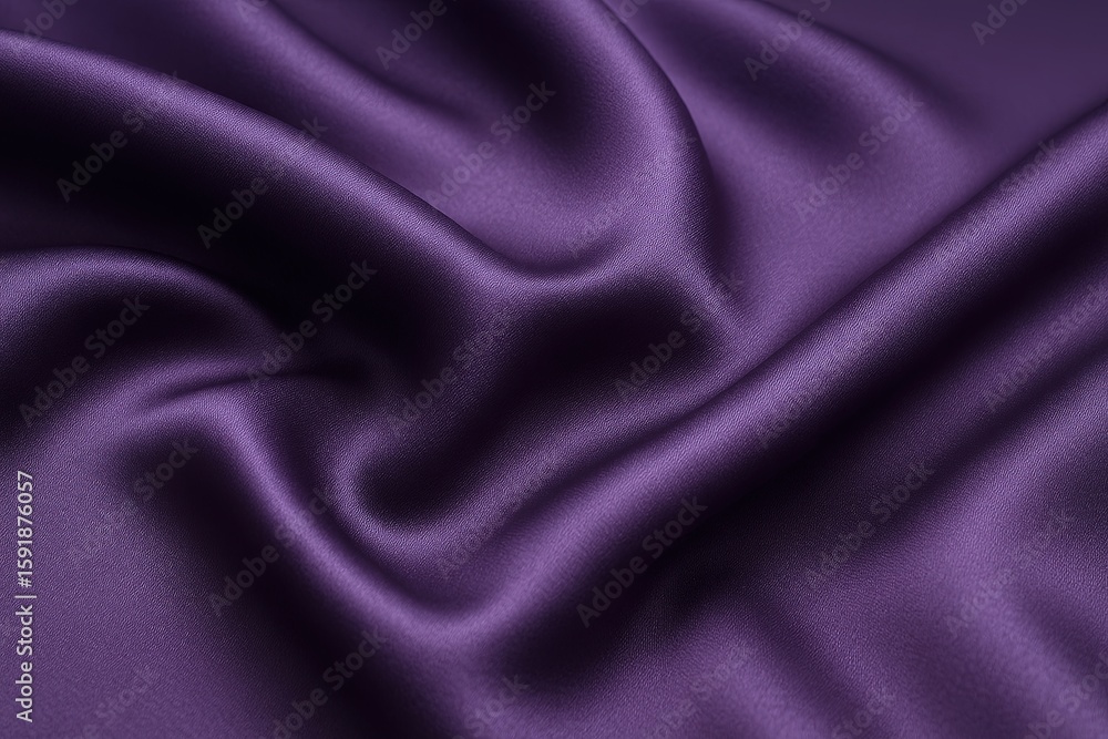 Obraz premium Luxurious deep purple satin fabric with smooth flowing folds and glossy sheen.