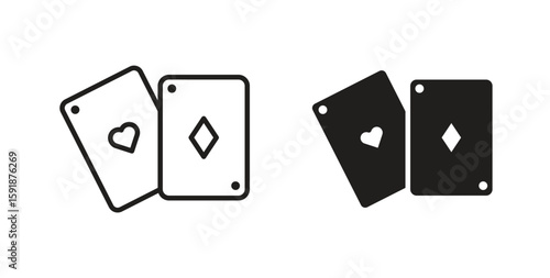Playing cards icon for websites and mobile minimalistic flat design.