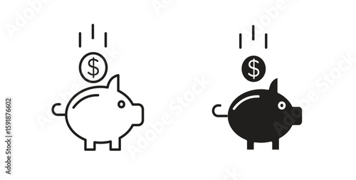 Piggy bank icon for websites and mobile minimalistic flat design.