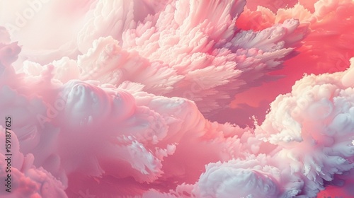 Pink wallpaper with clouds. Generative AI