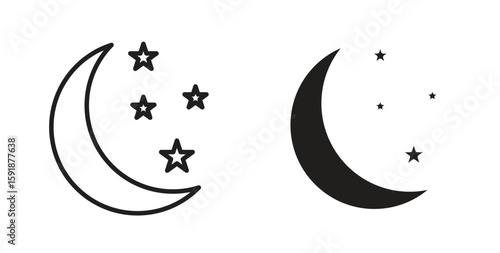 Moon stars icon for websites and mobile minimalistic flat design.