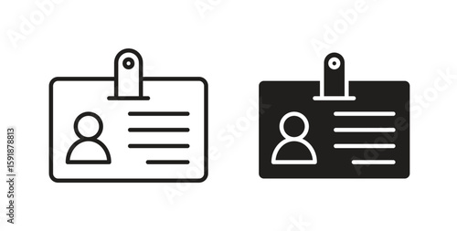 ID badge icon for websites and mobile minimalistic flat design.