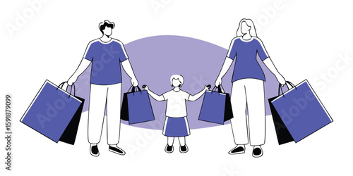Happy family with shopping bags enjoying a day of retail therapy and purchases