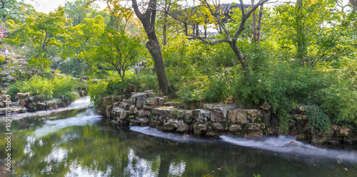 Photography Panorama of fog on the water in the humble administrators garden in Suzhou, Chin