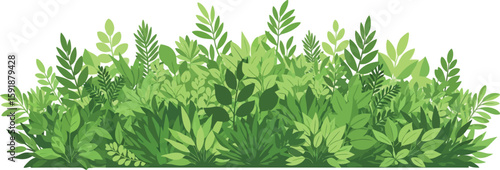 A vibrant illustration showcasing a dense patch of green foliage against a white background