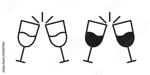 Glass-cheers icon for websites and mobile minimalistic flat design.