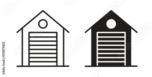 Garage icon for websites and mobile minimalistic flat design.
