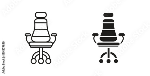 Gaming chair icon for websites and mobile minimalistic flat design.