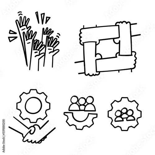 teamwork together icon related in doodle daring hand