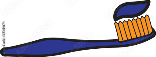 Toothbrush and toothpaste icon representing daily oral hygiene tools and brushing practice with transparent background