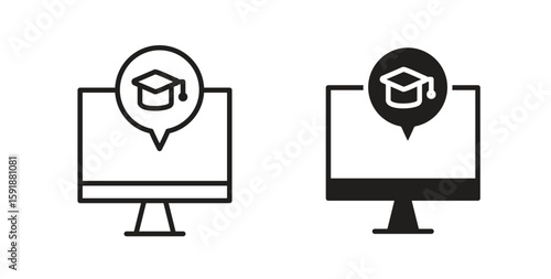 E learning icon for websites and mobile minimalistic flat design.