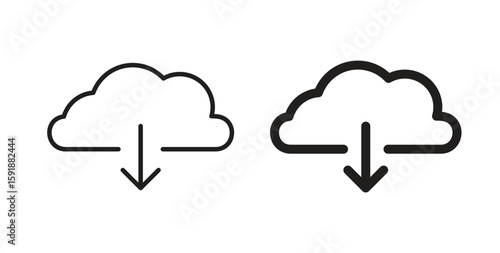 Cloud download icon for websites and mobile minimalistic flat design.