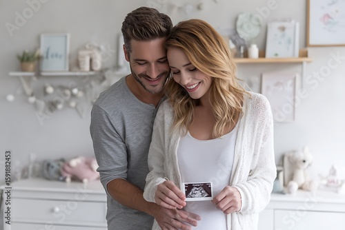 Wallpaper Mural young couple looking at scan photo of their baby Torontodigital.ca
