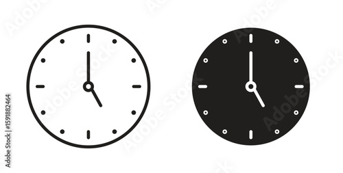 Clock-five icon for websites and mobile minimalistic flat design.