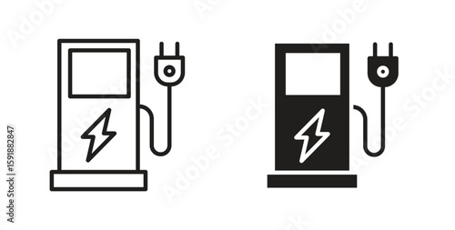 Charging station icon for websites and mobile minimalistic flat design.