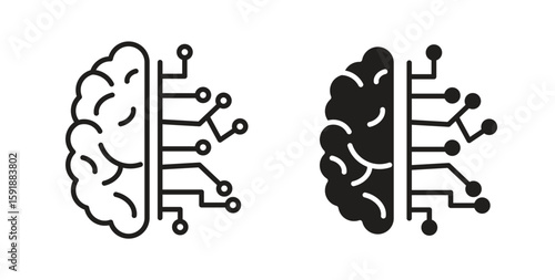 Brain circuit icon for websites and mobile minimalistic flat design.