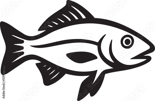 Negative space fish line art minimalist design, Creative fish vector in modern style