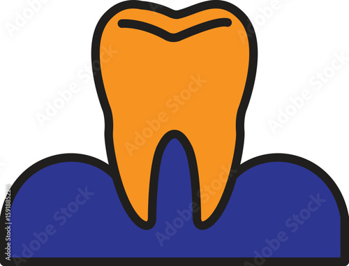 Tooth with gum icon representing dental structure and oral foundation with transparent background