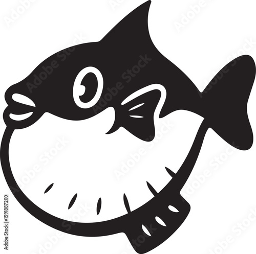 Puffer fish line art minimalist design, Simple puffer fish vector for graphics